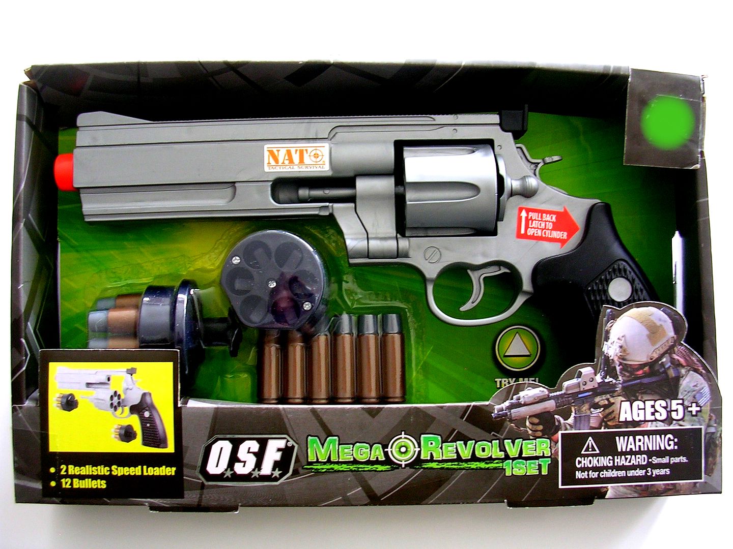 Nato Toy Pistol Gun Speed Load Bullets Revolver Sound Battery